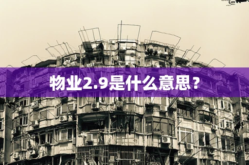 物业2.9是什么意思？