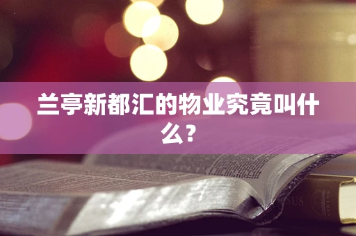 兰亭新都汇的物业究竟叫什么？