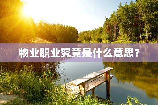 物业职业究竟是什么意思？